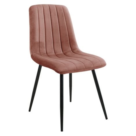 Prošívaná čalouněná sametová židle Demia růžová