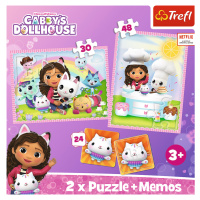 Trefl Puzzle 2v1 + pexeso - Gabby so svojou mačičkou / Gabby's Dollhouse
