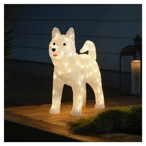 Dekoračná LED figúrka Husky číra IP44 výška 43 cm