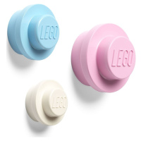 LEGO® vešiak na stenu, 3 ks - biela, svetlo modrá, ružová