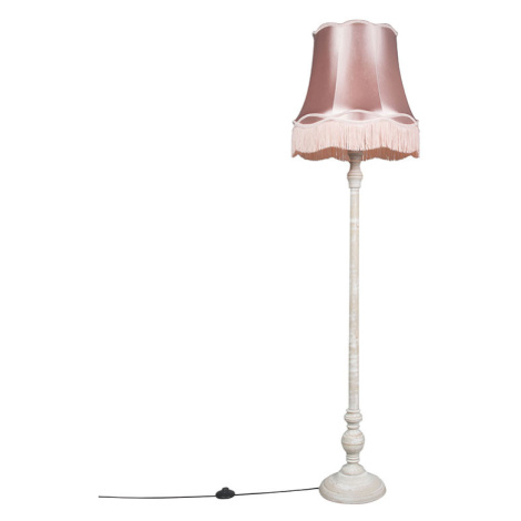 Retro stojaca lampa sivej farby s ružovým odtieňom Granny - Classico QAZQA