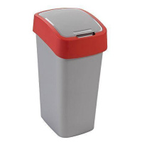 Kôš Curver® FLIP BIN 10L, šedostříbrná/červená, na odpad