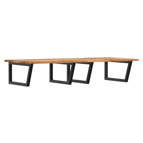 vidaXL Polica pod umývadlo nástenná oceľ a akáciový masív