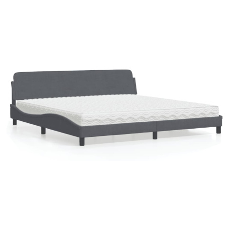 vidaXL Posteľný rám boxspring s matracom tmavosivý 200x200 cm zamat