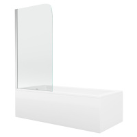 MEXEN/S - Cubik obdĺžniková vaňa 170 x 70 cm s panelom + vaňová zástena 75 cm, transparent, chró