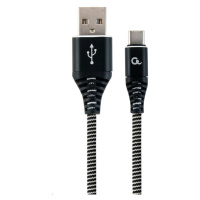 Kabel CABLEXPERT CC-USB2B-AMCM-2M-BW USB 2.0 AM na Type-C kabel (AM/CM), 2m, opletený, černo-bíl