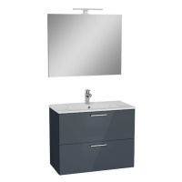 VitrA Mia kúpeľňová zostava s umývadlom, zrkadlom a osvetlením 79x61x39,5 cm antracitový lesk MI