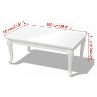 Konferenčný stolík biela vysoký lesk Dekorhome 100x60x42 cm,Konferenčný stolík biela vysoký lesk
