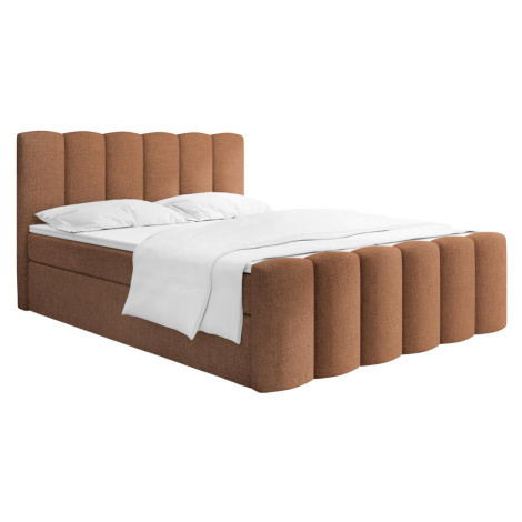 WFL GROUP BOXSPRING POSTEĽ Serenity s Úložným Priestorom – Oranžová ženilka – 180x200 cm – Tašti