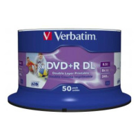 Verbatim DVD+R DL, Double Layer Wide Inkjet Printable, 43703, 8.5GB, 8X, spindle, 50-pack, 12cm,