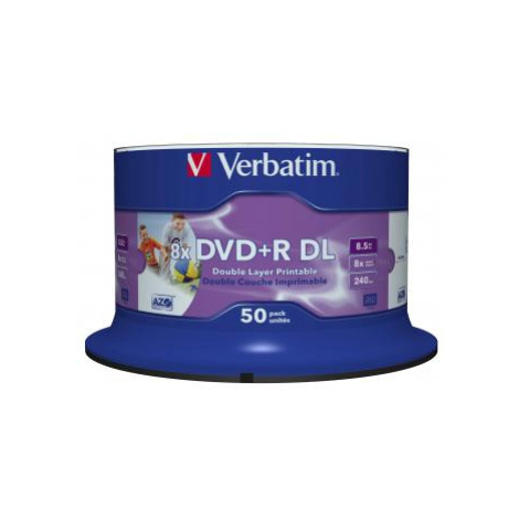 Verbatim DVD+R DL, Double Layer Wide Inkjet Printable, 43703, 8.5GB, 8X, spindle, 50-pack, 12cm,