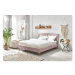 Ružová menčestrová dvojlôžková posteľ Bobochic Paris Anja Light, 160 x 200 cm