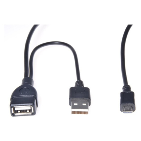 PremiumCord redukcia kábel USB A samica+USB A samec-Micro USB samec OTG