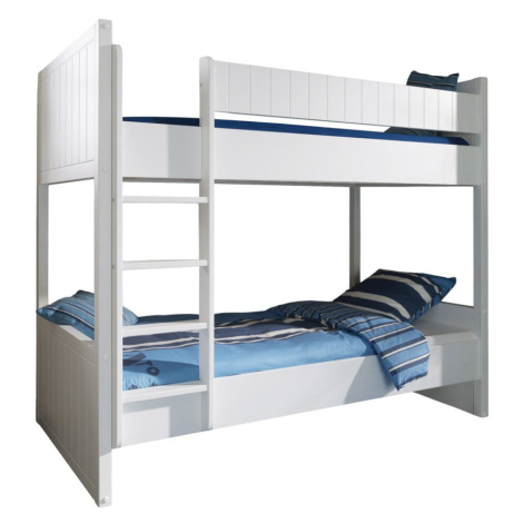 Biela poschodová detská posteľ z borovicového dreva 90x200 cm ROBIN – Vipack