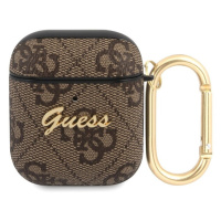 Guess 4G Script PC/PU púzdro pre Airpods 1/2 hnedé