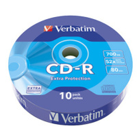 Verbatim CD-R, 43725, Extra Protection, 10-pack, 700MB, 52x, 80min., 12cm, bez možnosti potisku,