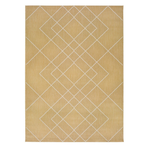 Žltý vonkajší koberec Universal Hibis Geo, 135 x 190 cm