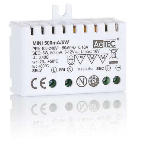 AcTEC Mini LED budič CC 500mA, 6W, IP20