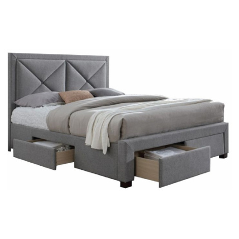 Luxusná posteľ s úložným priestorom, látka sivý melír, 160x200, XADRA Tempo Kondela