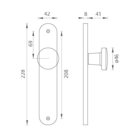 GI - Štít s guľou - S/7071 PZ otvor pre vložku 90 mm guľa pevná, bronz matný