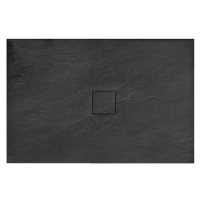 Rea BLACK STONE - Kamenná sprchová vanička 80 x 100 x 3,5 cm + sifón, čierna, REA-K9756