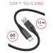 SWISSTEN SOFT SILICONE, USB-A na USB-C, 1.5m, 60W, čierrny