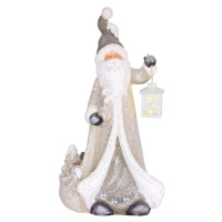 Dekorácia MagicHome Vianoce, Santa s lampášom, 1 LED, 2xAAA, keramika, 34x21x65 cm