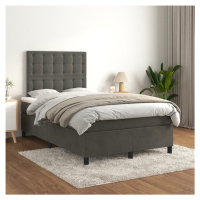 vidaXL Posteľný rám boxspring s matracom tmavosivý 90x190 cm zamat