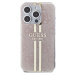 Guess IML 4G Gold Stripe Kryt pre iPhone 15 Pro, Ružový