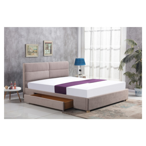 Čalúnená posteľ Merida 160x200 dvojlôžko - béžová Halmar