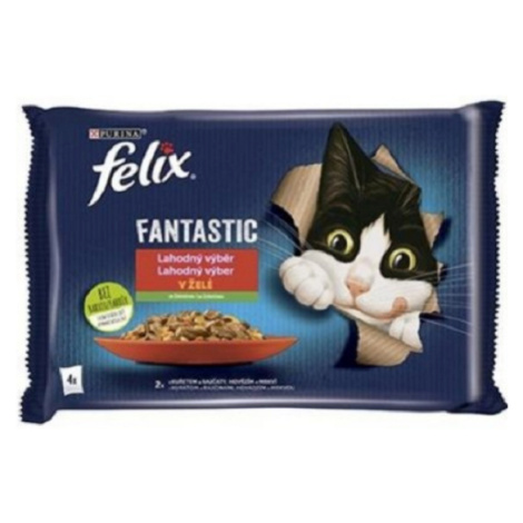 FELIX Fantastic cat Multipack kura s rajčinami&hovädzie s mrkvou v želé kapsičky pre mačky 4x85g