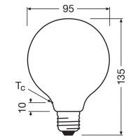 OSRAM LED žiarovka Globe G95 E27 3,8W matná 2 700K