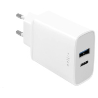 FIXED nabíjačka do siete, konektor USB-C + USB-A, podpora PD, 30 W, biela