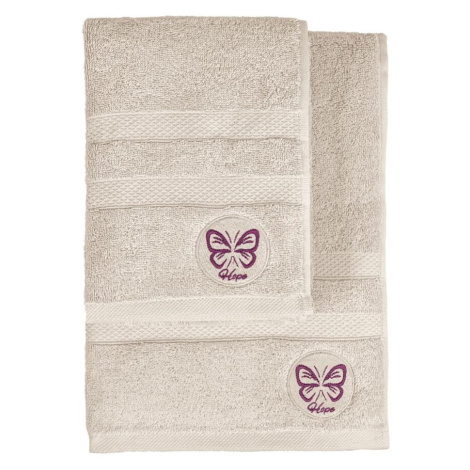 Béžové froté bavlnené uteráky a osušky v súprave 2 ks Hope – Foutastic