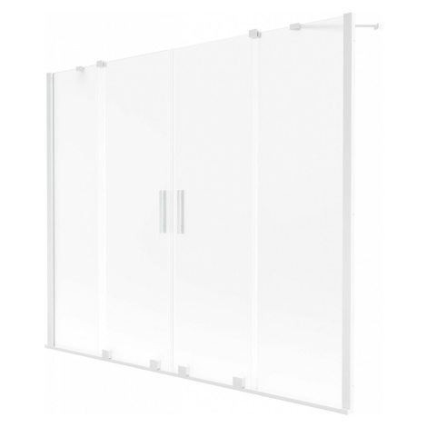 MEXEN/S - Velar Duo dvojkrídlová posuvná vaňová zástena 200 x 150 cm, dekor, biela 896-200-000-3