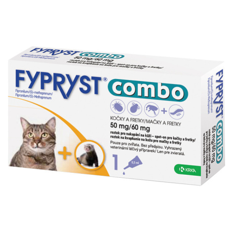 FYPRYST Combo 50 mg/60 mg Roztok na kvapkanie na kožu pre mačky a fretky 0.5 ml