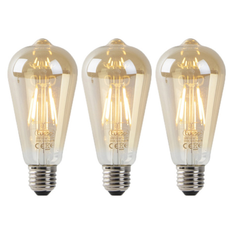 Sada 3 ks E27 LED svietidiel ST64 zlatá so senzorom svetlo-tma 4W 400 lm 2200K LUEDD
