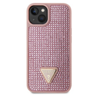 Guess Rhinestones Triangle Metal Logo Kryt pre iPhone 14 Pink