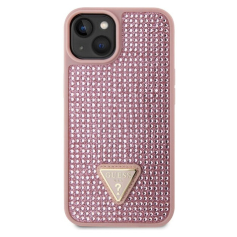 Guess Rhinestones Triangle Metal Logo Kryt pre iPhone 14 Pink