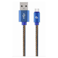 GEMBIRD CABLEXPERT USB 2.0 Kábel AM na typ C (AM/CM), 1 m, opletený, džínsy, blister, PREMIUM KV