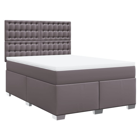 vidaXL Boxspring posteľ s matracom sivá 140x190 cm umelá koža