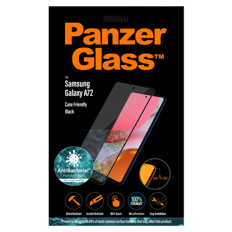 PANZERGLASS PRE SAMSUNG GALAXY A72, TVRDENE SKLO CASE FRIENDLY AB CIERNA 7255