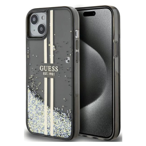 Kryt Guess GUHCP15MLFCSEGK iPhone 15 Plus 6.7" black hardcase Liquid Glitter Gold Stripes (GUHCP