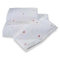 Soft Cotton Malý uterák Micro love 30 × 50 cm, biela – ružové srdiečka