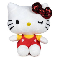 Play by Play Hello Kitty 50th Anniversary Plush Figure Red Bow Yellow Shirt 22 cm