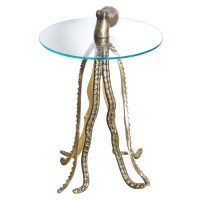 Estila Dizajnový okrúhly príručný stolík Polbitta s podstavou v tvare chobotnice v zlatej farbe 