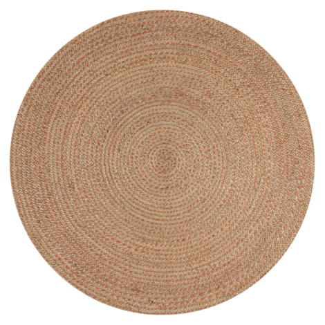 Kusový koberec Capri Jute Natural/Coral kruh - 180x180 (průměr) kruh cm Flair Rugs koberce
