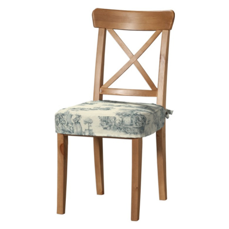 Dekoria Sedák na stoličku Ingolf, modrý vzor na svetlobéžovom podklade, návlek na stoličku Inglo