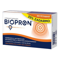 BIOPRON 9 Kombinácia laktobacilov, bifidobaktérií a fruktooligosacharidov 40 kapsúl