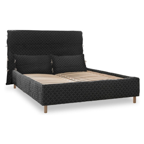 Čierna čalúnená dvojlôžková posteľ s roštom 180x200 cm Sleepy Luna – Miuform
